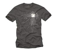 Geek Gift for Men Gamer CPU T-Shirt Grey Size XXL