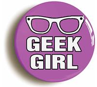 G IRL GLASSES BADGE BUTTON PIN (Size is 1inch/25mm diameter)