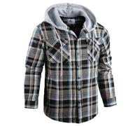 GEEK LIGHTING Men's Plaid Shirt Checked Shirts Mens Flannel Shirt Button Down Long Sleeve with Drawstring Casual Double Chest Pockets Classic Shirt Jacket XL