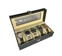 Geek My Watch | Watch Box 2/4/8 Slots, Black, Watch Display Case, Watch Storage Box with Removable Cushion, Metal Clasp, PU Leather, Jewellery Box, Watch Box for Men, Gift Idea for Men (5 Slots)