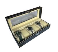 Geek My Watch | Watch Box 2/4/8 Slots, Black, Watch Display Case, Watch Storage Box with Removable Cushion, Metal Clasp, PU Leather, Jewellery Box, Watch Box for Men, Gift Idea for Men (6 Slots)