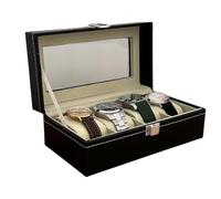 Geek My Watch | Watch Case 4/8 Slots, Black, Metal Clasp, PU Leather, Jewellery Box, Gift Idea for Men
