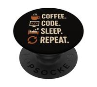 Geek Routine Coder - Coffee, Code, Dodo, Encore PopSockets Adhesive PopGrip