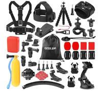 GeeKam 38-in-1 Action Camera Accessory Kit for GoPro, AKASO, DJI, Insta360 | Helmet/Chest/Head/Wrist/Handlebar/Suction Cup Mount + Floating Grip for Sports & Underwater Recording