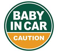 GEEKBEAR Baby in Car Magnet (Green) - Baby on Board - Car Window Sign - 4.7" Diameter (12cm) - Reflective Sheet, Magnet