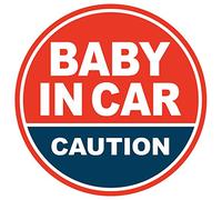 GEEKBEAR Baby in Car Magnet (Red/Navy) - Baby on Board Magnet for Car - No Sticker or Suction Cup - Baby on Board - Baby in Car Sign Sticker Decal - Kids Children on Board Window Bumper Safety Sign