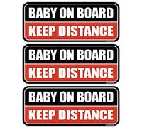GEEKBEAR Baby on Board Car Magnet (3 Pack) - Rectangular Shape, 8.7 x 3.6 inch (Black/Red)
