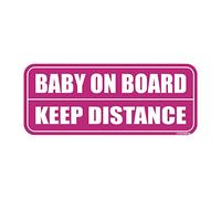 GEEKBEAR Baby on Board Car Magnet - Colorful, Reflective, Weather-Resistant - Rectangular 8.7 x 3.5 in (Pink/Pink)