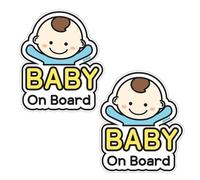 GEEKBEAR Baby on Board Car Sticker - Cartoon Design, Reflective, Weather-Resistant (Basic Boy + Basic Boy)