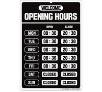 GEEKBEAR Opening Hours Sign (01. Black) - Business Hours Sign - Store Hours Sign - Hours of Operation Signs for Business - Open Sign with Hours - Store or Office Hours Sign Changeable…