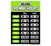 GEEKBEAR Opening Hours Sign (04. Green) - Business Hours - Store or Office Operation Sign With Changeable Times
