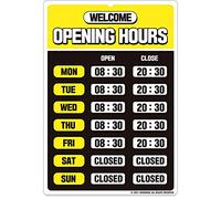 GEEKBEAR Opening Hours Sign (05. Yellow) - Business Hours Sign - Store Hours Sign - Hours of Operation Signs for Business - Open Sign with Hours - Store or Office Hours Sign Changeable…