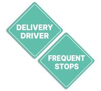 GEEKBEAR Delivery Driver Frequent Stops Car Sign - Sticker or Magnet & Color Options, Weather-Resistant - Diamond Shape 6.8 x 6.8 in (Mint, Reflective Magnet)