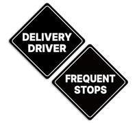 GEEKBEAR Delivery Driver Frequent Stops Car Sign - Sticker or Magnet & Color Options, Weather-Resistant - Diamond Shape 6.8 x 6.8 in (Black, Reflective Magnet)