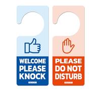 GEEKBEAR Do Not Disturb Door Hanger Sign (02. Thumbs Up) - 2 Pack - Reversible and Double Sided Privacy Office Sign - Please Do Not Disturb on Front and Welcome Please Knock on Back Side
