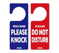 GEEKBEAR Do Not Disturb Door Hanger Sign (03. Basic) - 2 Pack - Reversible and Double Sided Privacy Office Sign - Please Do Not Disturb on Front and Welcome Please Knock on Back Side