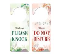 GEEKBEAR Do Not Disturb Door Hanger Sign(04. Flower) - 2 Pack - Reversible and Double Sided Privacy Office Sign - Please Do Not Disturb on Front and Welcome Please Knock on Back Side