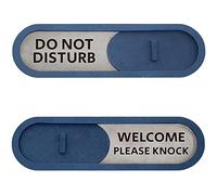 GEEKBEAR Do Not Disturb Welcome Slider Door Sign for Home Office - Premium MDF, 7.5 x 2.2 in (Blue)
