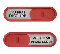 GEEKBEAR Do Not Disturb Welcome Slider Door Sign for Home Office - Premium MDF, 7.5 x 2.2 in (Red)