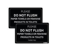 GEEKBEAR Do Not Flush Bathroom Sign - 2 Pack Acrylic, Unique, Durable - 6.3 x 3.8 in (Black)