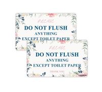 GEEKBEAR Do Not Flush Bathroom Sign - 2 Pack Acrylic, Unique, Durable - 6.3 x 3.8 in (Flower)