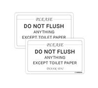 GEEKBEAR Do Not Flush Bathroom Sign - 2 Pack Acrylic, Unique, Durable - 6.3 x 3.8 in (White)