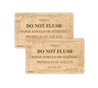 GEEKBEAR Do Not Flush Bathroom Sign - 2 Pack Acrylic, Unique, Durable - 6.3 x 3.8 in (Wood)
