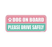 GEEKBEAR Dog on Board Car Magnet_Rectangular Type (Light Pink/Turquoise)
