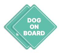 GEEKBEAR Dog on Board Car Sign - Sticker or Magnet & Color Options, Weather-Resistant - Diamond Shape 6.8 x 6.8 in (Mint, Reflective Magnet)