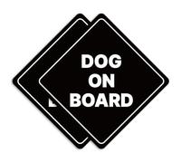 GEEKBEAR Dog on Board Car Sign - Sticker or Magnet & Color Options, Weather-Resistant - Diamond Shape 6.8 x 6.8 in (Black, Reflective Magnet)