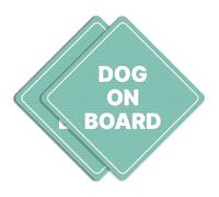 GEEKBEAR Dog on Board Car Sign - Sticker or Magnet & Color Options, Weather-Resistant - Diamond Shape 6.8 x 6.8 in (Mint, See-Through Sticker)