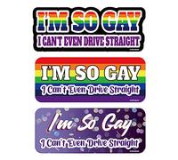 GEEKBEAR I'm So Gay I Can't Even Drive Straight Car Magnet - 8.7 x 3.5 in