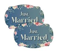 GEEKBEAR Just Got Married Car Magnet (2 Pack) - 13 x 8.7 in (Blue Rose)