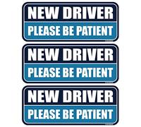 GEEKBEAR New Driver Car Magnet (3 Pack) - Rectangular Shape, 8.7 x 3.6 inch (Navy/Blue)