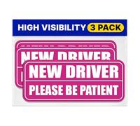 GEEKBEAR New Driver Car Magnet (3 Pack) - Rectangular Shape, 8.7 x 3.6 inch (Pink/Pink)