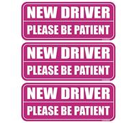 GEEKBEAR New Driver Car Magnet (3 Pack) - Rectangular Shape, 8.7 x 3.6 inch (Pink/Pink)