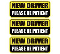 GEEKBEAR New Driver Car Magnet (3 Pack) - Rectangular Shape, 8.7 x 3.6 inch (Yellow/Black)