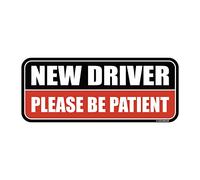 GEEKBEAR New Driver Car Magnet - Colorful, Reflective, Weather-Resistant - Rectangular 8.7 x 3.5 in (Black/Red)