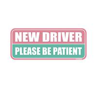 GEEKBEAR New Driver Car Magnet - Colorful, Reflective, Weather-Resistant - Rectangular 8.7 x 3.5 in (Light Pink/Turquoise)