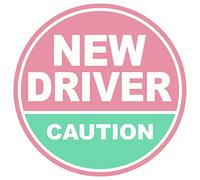 GEEKBEAR New Driver Magnet for Car (Light Pink/Turquoise) - Student Driver Magnet for Car - New Driver Bumper Safety Sign - Rookie Novice Driver Magnet and Decals - Be Patient Vehicle Sticker (1 Pack)