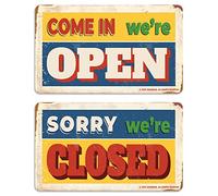 GEEKBEAR Open Closed Sign for Business - Acrylic, Double Sided, 9.8 x 5.9 in (03. Vintage Block)