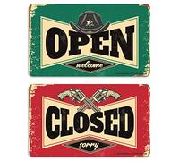 GEEKBEAR Open Closed Sign for Business - Acrylic, Double Sided, 9.8 x 5.9 in (05. Wild West)