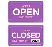 GEEKBEAR Open Closed Sign for Business - Acrylic, Double Sided, 9.8 x 5.9 in (12. Violet)