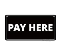 GEEKBEAR Pay Here Sign Hanging from Ceiling - 12 x 6 in (Black)