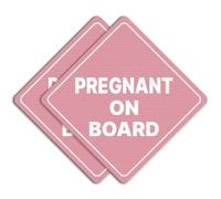GEEKBEAR Pregnant on Board Car Sign - Sticker or Magnet & Color Options, Weather-Resistant - Diamond Shape 6.8 x 6.8 in (Light Pink, See-Through Sticker)