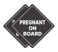 GEEKBEAR Pregnant on Board Car Sign - Sticker or Magnet & Color Options, Weather-Resistant - Diamond Shape 6.8 x 6.8 in (Black, See-Through Sticker)