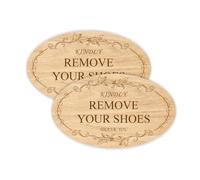 GEEKBEAR Remove Your Shoes Sign - 2 Pack Acrylic, Unique, Durable - 6.3 x 3.8 in (Wood)
