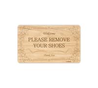 GEEKBEAR Remove Your Shoes Sign - Acrylic, Unique, Durable - 9.8 x 5.9 in (02. Wood)