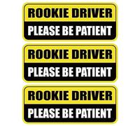 GEEKBEAR Rookie Driver Car Magnet (3 Pack) - Rectangular Shape, 8.7 x 3.6 inch (Yellow/Black)