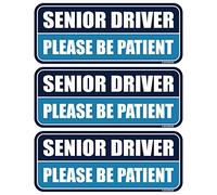 GEEKBEAR Senior Driver Car Magnet (3 Pack) - Rectangular Shape, 8.7 x 3.6 inch (Navy/Blue)